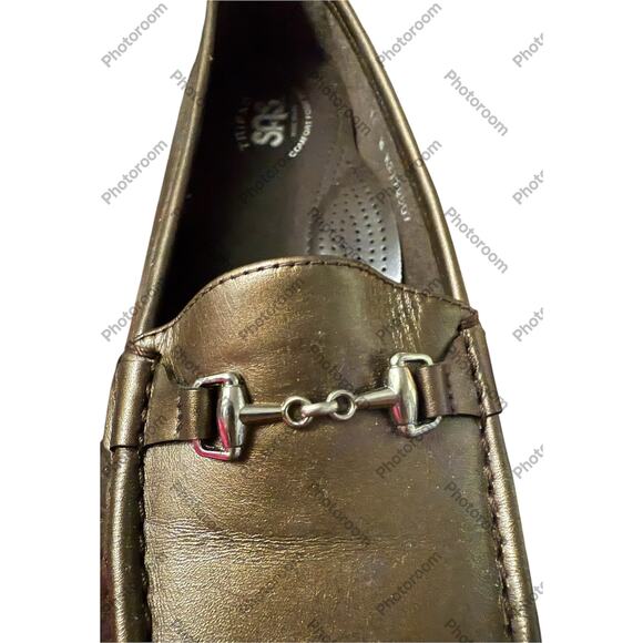 SAS Metro Womens Size 11 W Bronze Leather Horsebit Slip On Loafers Shoes - Picture 3 of 6